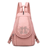 Hot White Women Backpack Female Washed Soft Leather Backpacks Ladies Sac A Dos School Bags for Girls Travel Back Pack Rucksacks Mart Lion M China 