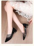  Akexiya Shoes Woman Summer crystal Lace Dress Heels Sandals Square Heeled Pumps Ladies Mart Lion - Mart Lion