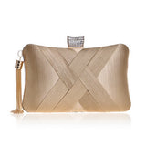 women evening bags tassel ladies clutch purse shoulder chain wedding party handbags Mart Lion YM1185gold  