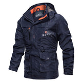 Autumn windbreaker Jacket Men's Multi Pocket Military Army outdoor ski Tourism Mountain Hiking coats Mart Lion blue M 