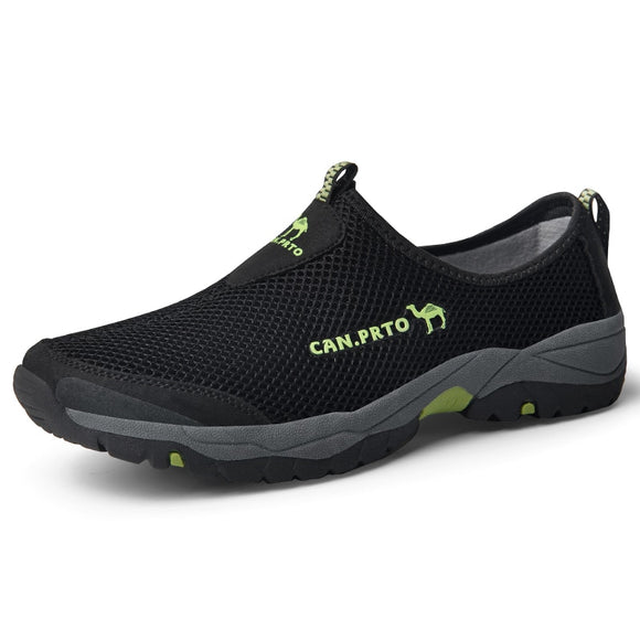 Summer Mesh Shoes Men's Sneakers Lightweight Breathable Walking Footwear Slip-On Casual Mart Lion Black 01 7 