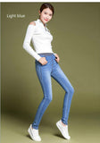 4Color Black Blue Gray Skinny Jeans Women Casual High Waist Jeans Elastic Waist Pencil Pants Denim Trousers Clothes Mart Lion   