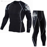 Winter Sports Fitness Clothing Long Johns Men's 2-pc/Set Warm Shirt Leggings Thermal Underwear Track Sport Suits Jogging Suit Mart Lion 3D L 
