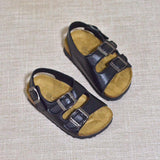 Summer Kids Beach Sandals for Boys Cork Non-slip Soft Leather Girls Sport Children Shoes Outdoor Mart Lion Black 1 