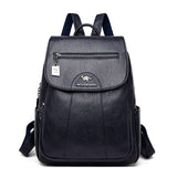 Leather Backpack Women Large Capacity Travel Backpack School Bags Mochila Shoulder Women Mart Lion Blue  