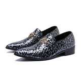 Summer pattern Men's Shoes Pointed Calf Office Dress Crocodile print Luxury Wedding Mart Lion Silver 43 China