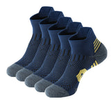 5Pairs Men Socks AnkleThick Knit Sports Outdoor Fitness Breathable Quick Dry Wear-resistant Short Running Mart Lion 5 navy blue size 38-43 
