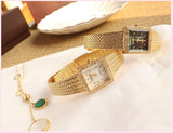 Ladies Watch Niche Chic Wind Square Suit Diamond Vintage Wheat Ear Quartz Watch Girlfriend Watches Mart Lion   