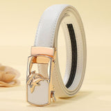 Women Belt White for Jeans Design Real Genuine Leather Belts Waist Metal Automatic Buckle Strap Mart Lion dolphin white China 95cm 24to27 Inch