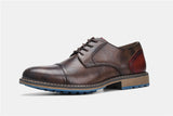 Retro Men Derby Shoes Casual Leather Mart Lion   