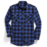 Men's Casual Plaid Flannel Shirt Long-Sleeved Chest Two Pocket Design Printed-Button Mart Lion XMC103 USA S Asian L 