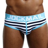 Men's Underwear Briefs Jockstrap Pouch Cuecas Cotton Stripe Panties Thongs Underpants Mart Lion JM309SKYBLUE M(27-30 inches) 
