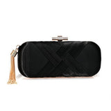 women evening bags tassel ladies clutch purse shoulder chain wedding party handbags Mart Lion YM1545black  