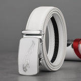 White Belt Men's Automatic Buckle Cowhide Leather Belt Casual All-Match Authentic Korean Version Of The Trend Mart Lion   