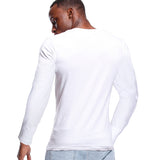 Deep V Neck Tshirt for Men's Low Cut Wide Collar Top Cotton Tees Male Slim Fit Long Sleeve