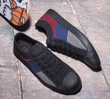 Men Colorblock Canvas Shoes Breathable Casual Loafers Soft Outdoor Flat Lace-Up Mart Lion   