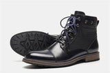Double Shoelace Men's Boots British Style Ankle Boots With Zipper Mart Lion   