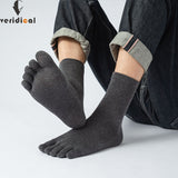 Veridical 5 Pairs/Lot Cotton Five Finger Socks For Men's Solid Breathable Harajuku Socks With Toes Mart Lion   
