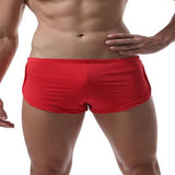 Summer Underwear Men's Casual Boxer Panties Loose Round Edged Sleep Bottoms Knitted Pajama Underpants Smooth Home Shorts Mart Lion Red S China