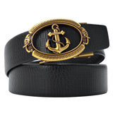 Gold Silver Alloy Anchor Fishing Automatic Buckle Belts Men's Waist Strap for Jeans Luxury Brand Design Belt Mart Lion Black Gold Buckle China 100cm