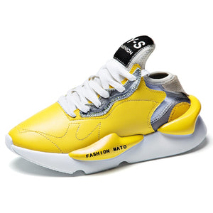 Vintage Yellow Men's Trendy Sneakers Autumn Brand Leather Casual Shoes Men Unisex Luxury Designer Platform Sneakers