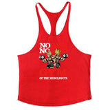 Bodybuilding Stringer Tank Tops Men's Anime funny summer Clothing No Pain No Gain vest Fitness clothing Cotton gym singlets Mart Lion Red M 
