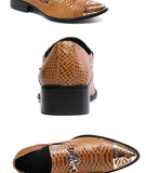 Summer Office men shoes Pointed Toe Genuine leather luxury rivet social Formal wear Youth dress Marry Mart Lion   