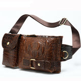 Genuine Leather Waist Packs Men's Waist Bags Fanny Pack Belt Bag Phone Bags Travel Small Waist Bag Leather Mart Lion 9080-coffeecroco China 