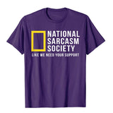 National Sarcasm Society Funny Sarcastic Tops T Shirt Prevailing Printed On Cotton Men's Normcore Mart Lion Purple XS 
