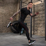 2 Pcs Set Men.s Tracksuit Gym Fitness Compression Sport Suit Clothes Running Jogging Sportswear Exercise Workout Tight Rashguard