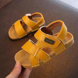 Summer Children Sandals Boys Shoes for Kids Toddler Soft Anti-slip Beach Baby Girls PU Leather Casual Flat Mart Lion yellow 5.5 