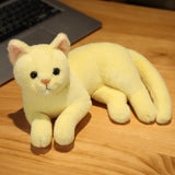 4 Colors 31cm INS Like Real Prone Cat Plush Doll Stuffed Pure Colors Grey White Yellow Kitten Toy Pets Animal Kids Gift Mart Lion Yellow  
