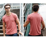  100% Cotton Men's T-shirt Casual Soft Fitness Summer Thin Home Clothes O-Neck Short Sleeve Soild Mart Lion - Mart Lion