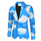 Men's Suit Jackets Sky Clouds 3D Printed Blasers Hombre Casual Wedding Dress Coat  Blazer Homme Mart Lion   