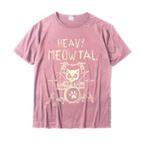 Heavy Meowtal Cat Metal Music Gift Idea Funny Pet Owner T-Shirt Latest Printed Tops Shirt Cotton Boys Geek Mart Lion Pink XS 