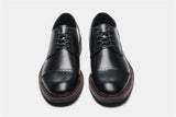  Genuine Leather Men's Derby Shoes Thick Sole Casual Black Mart Lion - Mart Lion