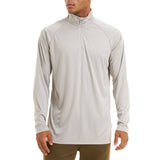 Men's Sun/Skin Protection Long Sleeve Shirts Anti-UV Outdoor Tops Golf Pullovers Summer Swimming Workout Zip Tee Mart Lion Light Gray CN size XL (US L) CN