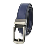 3.1cm Width Thin Designer Men's Belt Cow Genuine Leather Automatic Buckle Belt for Jeans Black White Blue Yellow Red Brown Mart Lion Blue 100cm 