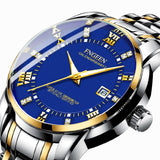 Casual Quartz Watches Men stainless Steel Band Watch Waterproof Calendar Wristwatches Mart Lion   