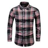 Men's Dress Shirts Long Sleeve Casual Plaid Office Slim Fit Chemise Homme Clothing Vintage Clothes Streetwear Mart Lion 9661-Grey M 48-53KG 