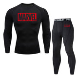 Men's Thermal underwear winter long johns 2 piece Sports suit Compression leggings Quick dry t-shirt long sleeve jogging set Mart Lion Clear L 