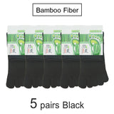 10 Pieces = 5 Pairs Men Bamboo Fiber Five-Finger Socks Happy Funny Women Split Toe Socks Christmas Gift Mart Lion 5 pairs Black EU (37-44) 
