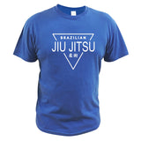 Brazilian Jiu Jitsu T shirt Martial Art Wu Shu Tee Profession Skill Creative Design Top Casual Cotton Mart Lion Blue EU Size S 