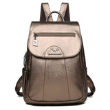 Leather Backpack Women Large Capacity Travel Backpack School Bags Mochila Shoulder Women Mart Lion Gloden  
