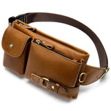 Genuine Leather Waist Packs Men's Waist Bags Fanny Pack Belt Bag Phone Bags Travel Small Waist Bag Leather Mart Lion 9080-brown China 
