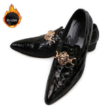 Summer pattern Men's Shoes Pointed Calf Office Dress Crocodile print Luxury Wedding Mart Lion black 43 China