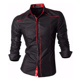 Jeansian Men's Casual Dress Shirts Desinger Stylish Long Sleeve Mart Lion Z034-Black US M(170-175cm)70kg China