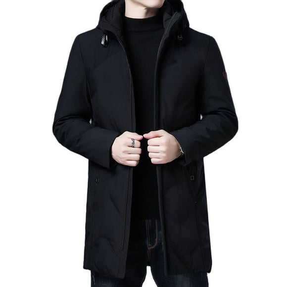  Winter Down Jacket Men's White Duck Down Hooded Coats Long Warm Down  Casual Clothing Mart Lion - Mart Lion