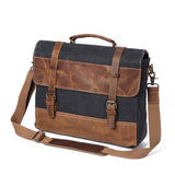 Handbags Unisex Bag Men's Retro Canvas Leather Briefcase Handbag Messenger Laptop Shoulder Mart Lion gray  