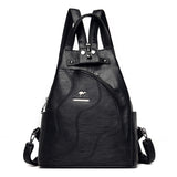 Women Leather Backpacks Zipper Female Chest Bag Travel Back Pack Ladies Bagpack Mochilas School Bags for Teenage Girls Sac A Dos Mart Lion Black  